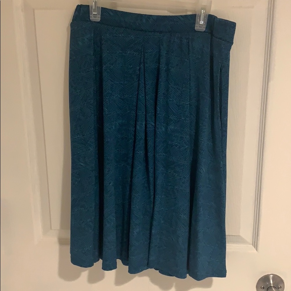 Blue high waisted midi skirt with pockets